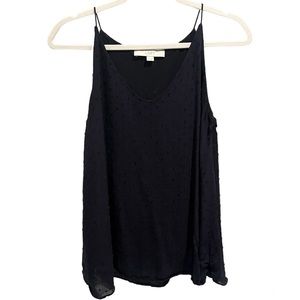 Loft XXsmall Navy Blue Swiss Dot Tank Top Scoop Neck And Lined